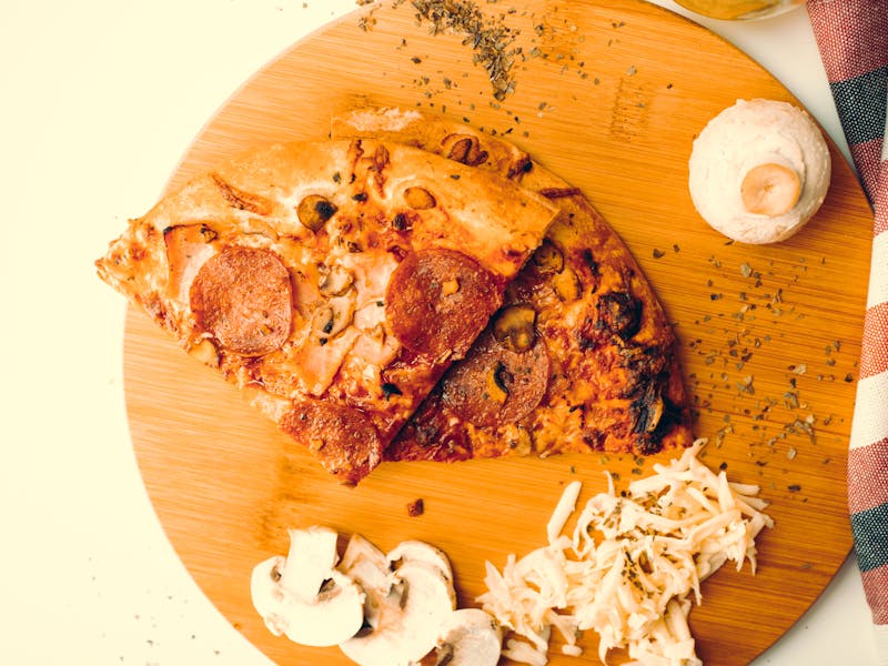 Truffle Mushroom pizza with black truffle oil